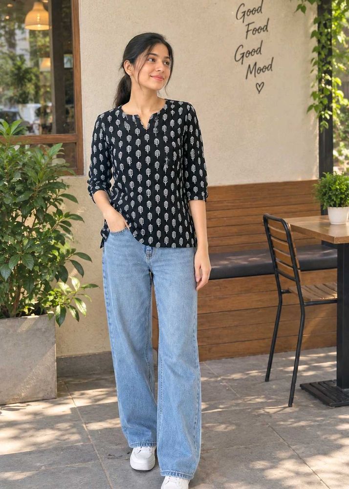 Stylish Printed black short  Kurti