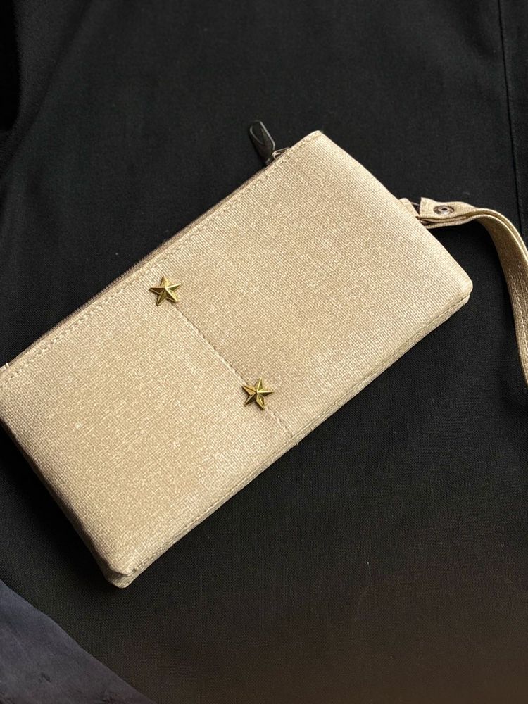 Chic Beige Clutch with Star Accents