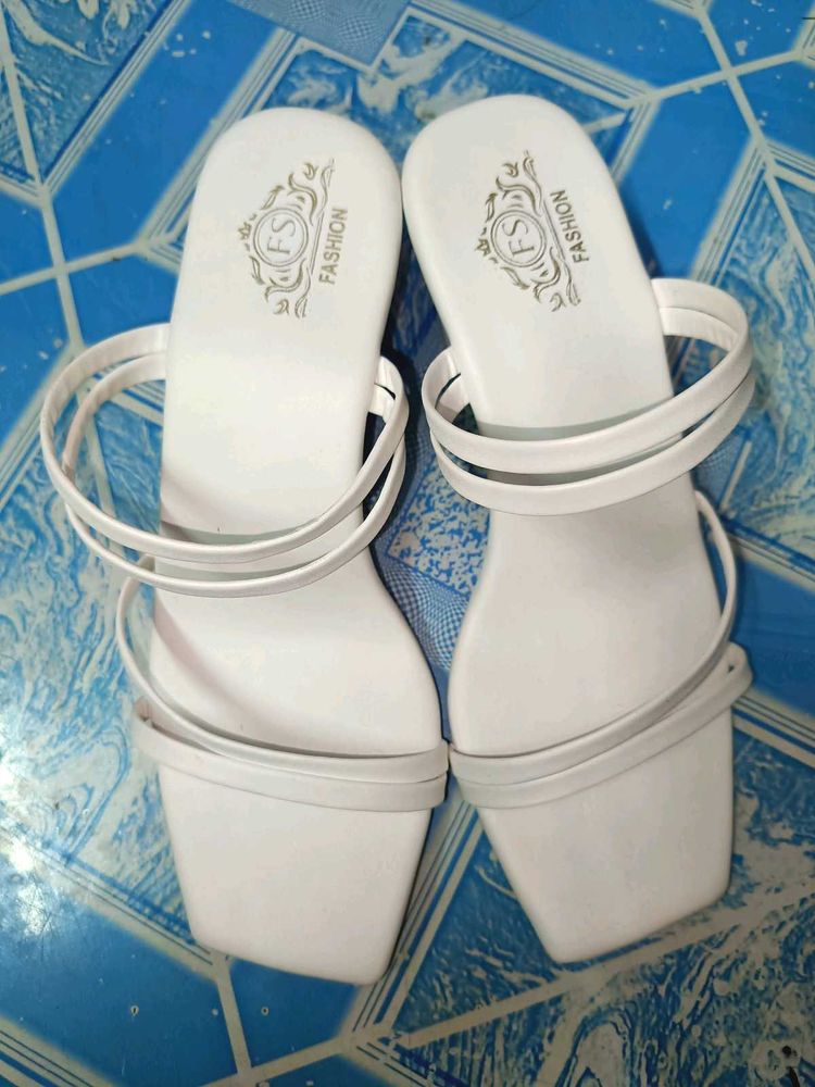 White Strappy heels