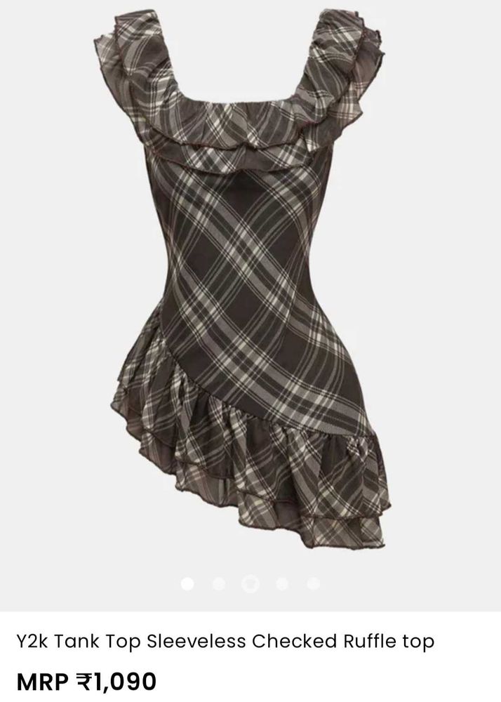 Y2k Checked Ruffle Tank Top