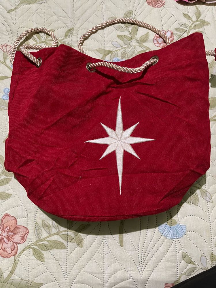 Red Drawstring Hobo Bag