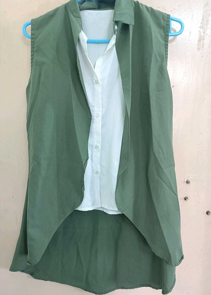 Sleeveless Green Vest Top