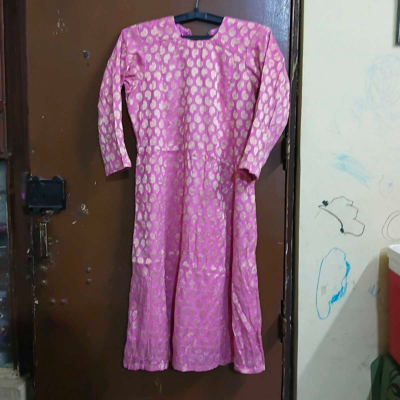 Pink Kurta Gold Print with pants
