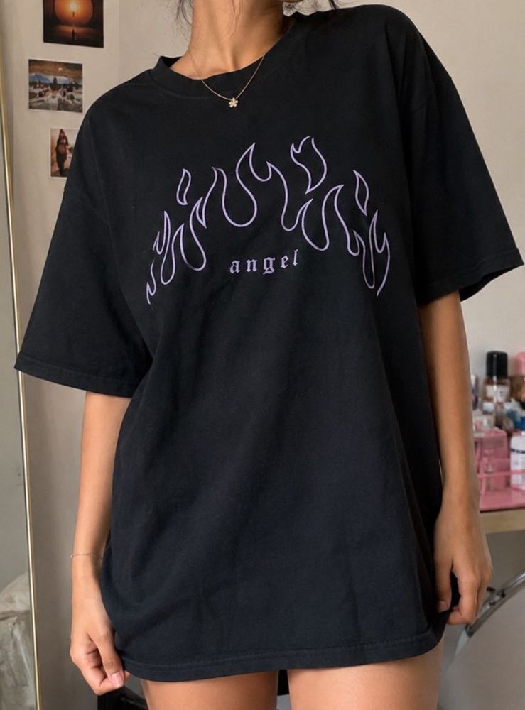 SALE!!! Black "Angel" Flame Graphic T-Shirt
