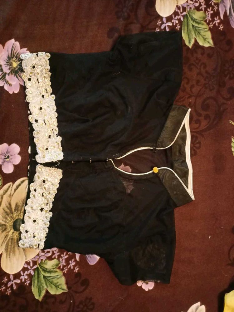 Black Color With Silver Lace + Margin