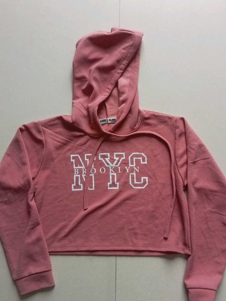 Pink NYC Brooklyn Cropped Hoodie