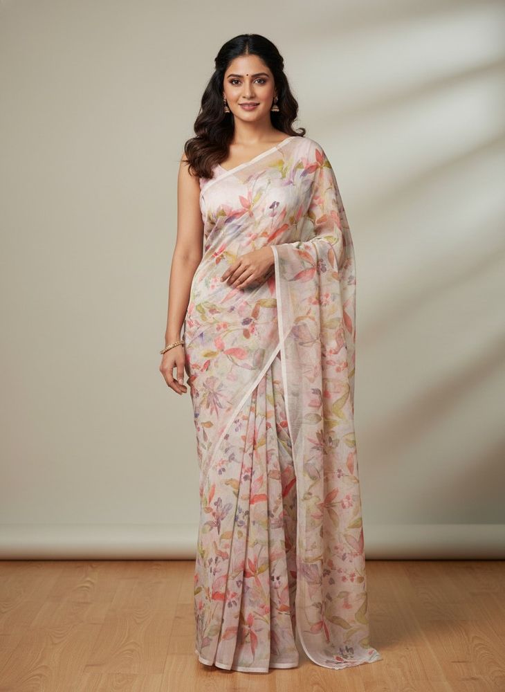 Beautiful Floral Print Saree