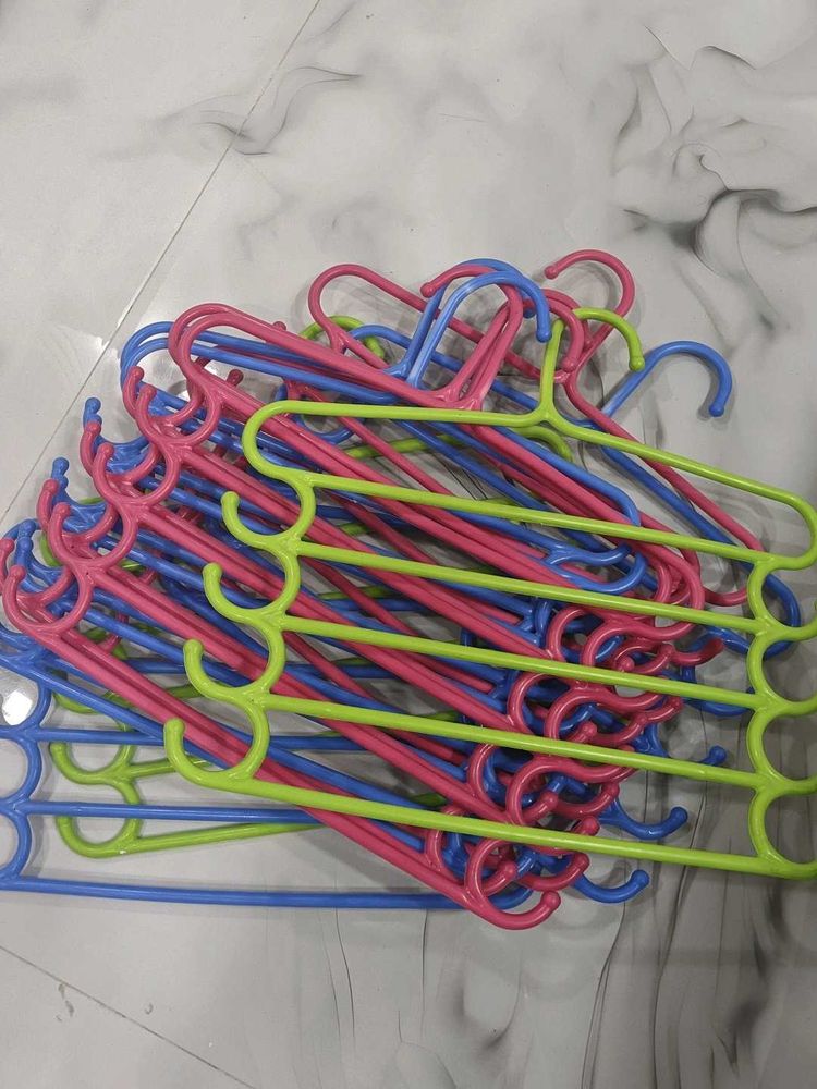 Bundle of Colorful Plastic Hangers