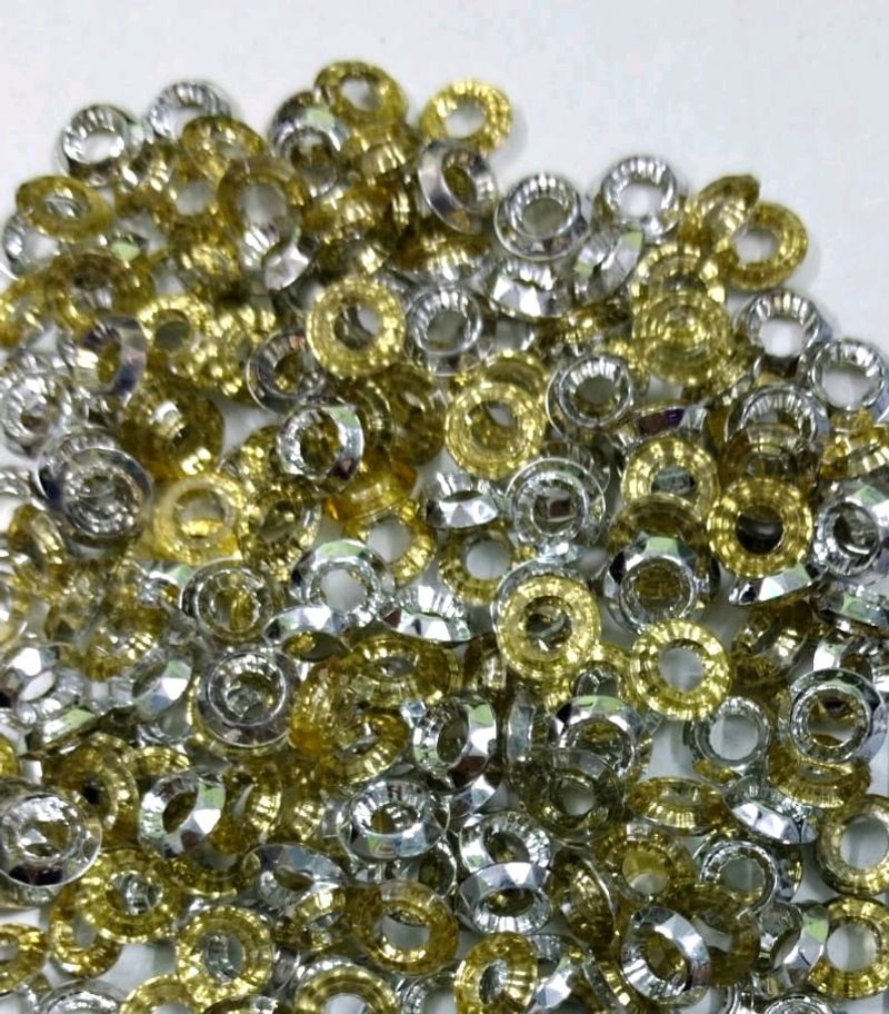Rings Golden colour patches,beads making 50pic
