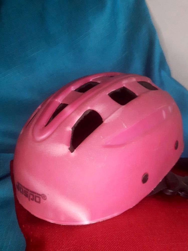 Kids Pink Helmet And Safety Kit