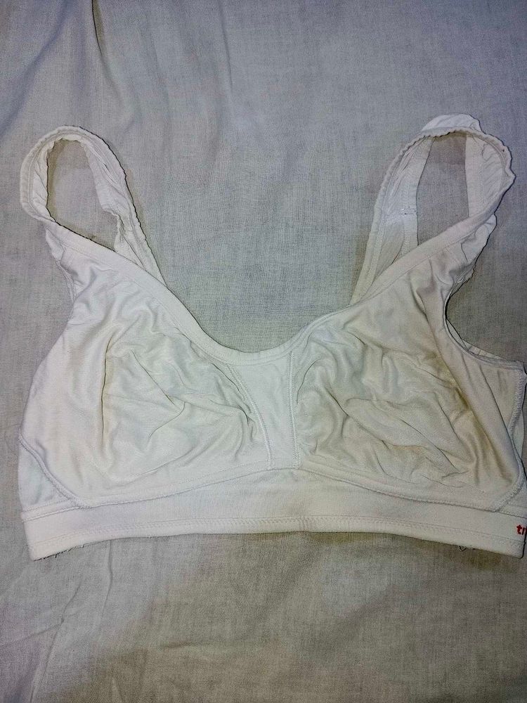 White Worn Off Sports Bra