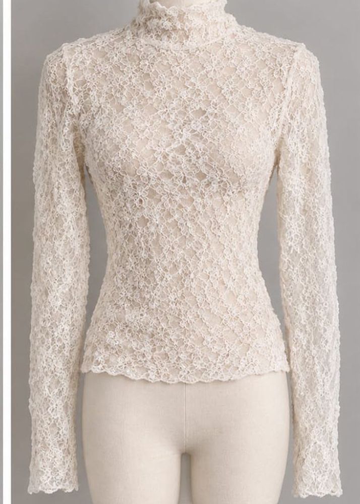 Elegant Lace Turtleneck Top