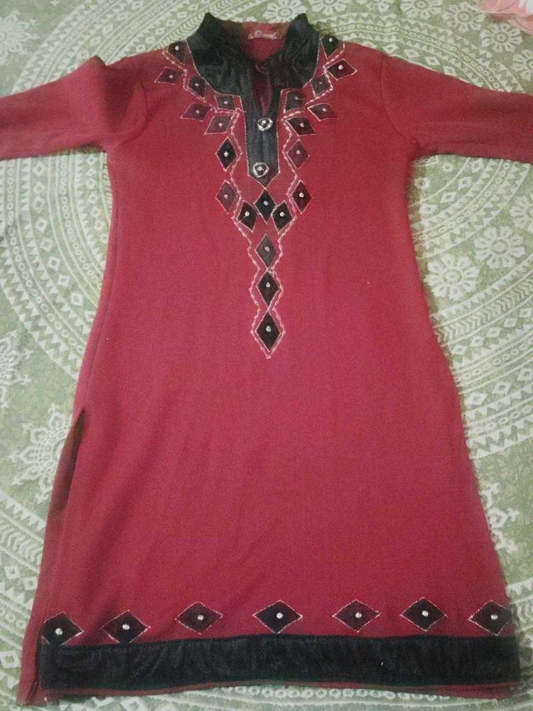 Embellished Red Kurta