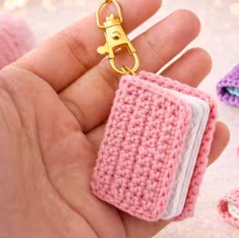 Crochet Mini Book Keychain