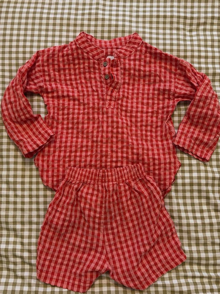 Red Gingham Outfit Set