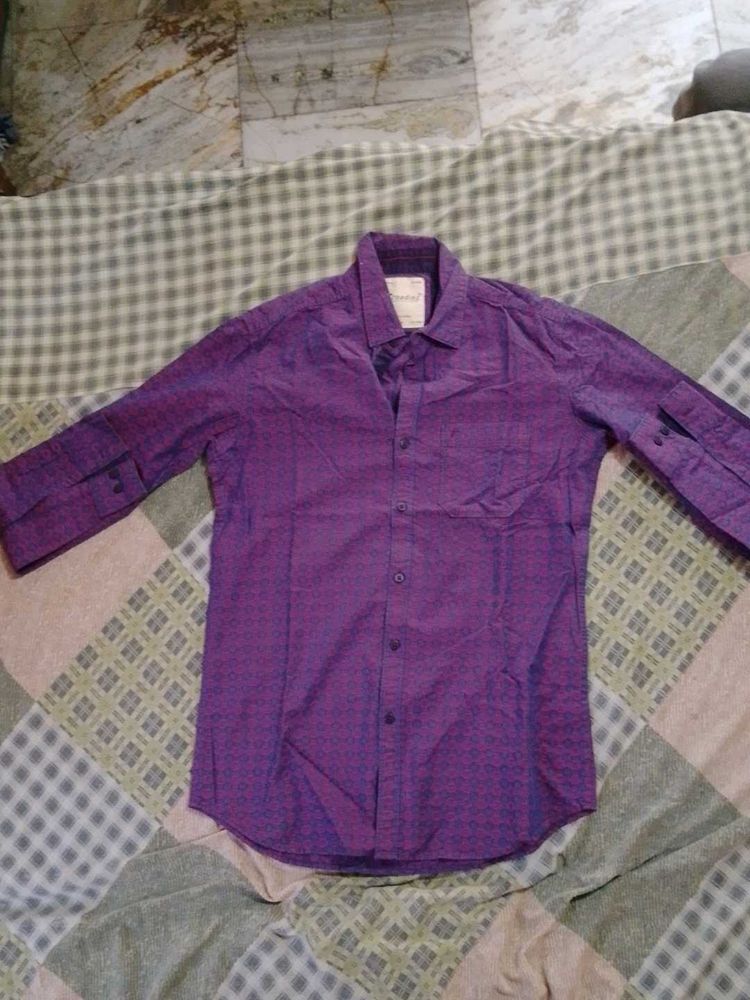 Men's Purple Printed Casual Shirt