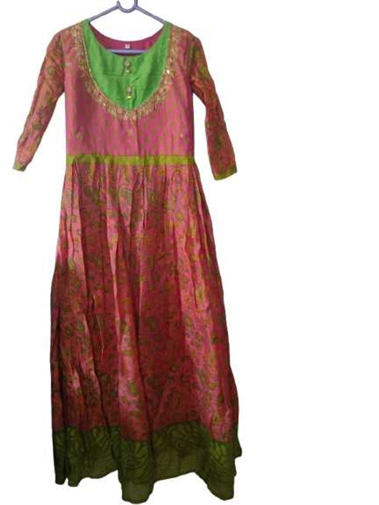 Elegant Pink &amp; Green Kurta Set