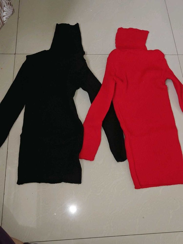 2 Turtleneck Sweaters - Black &amp; Red for kids