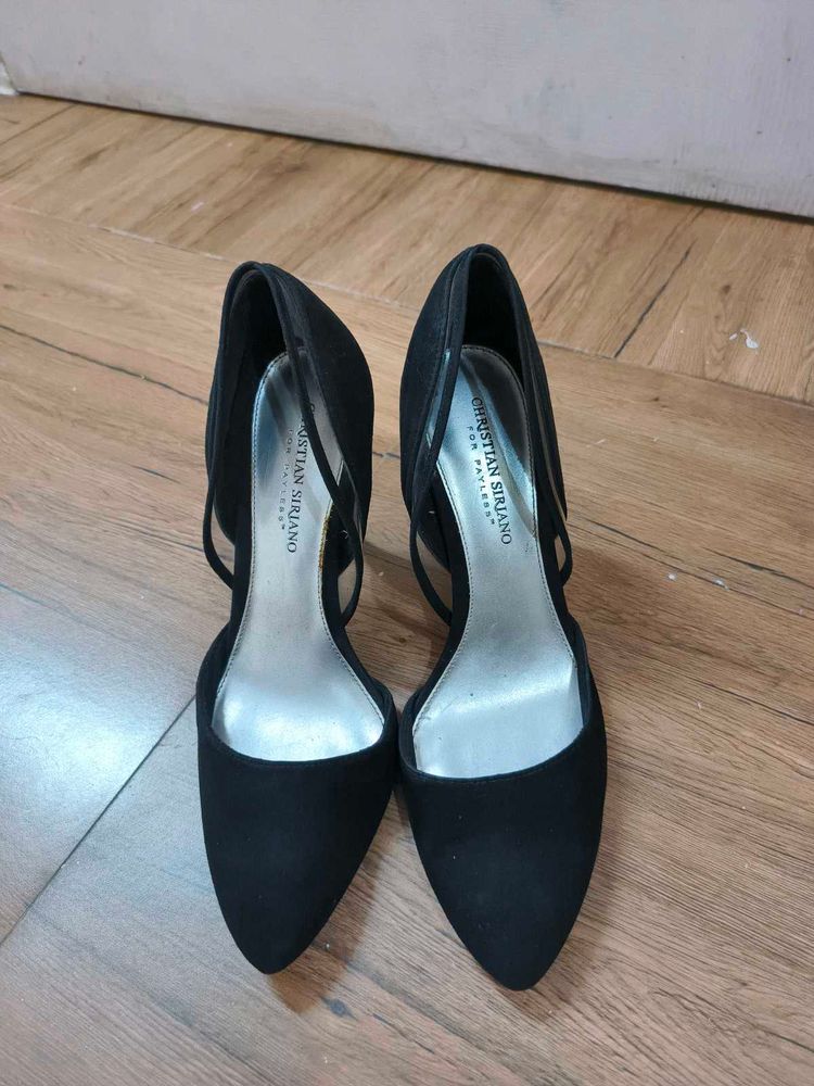 Christian Siriano Black Suede Heels