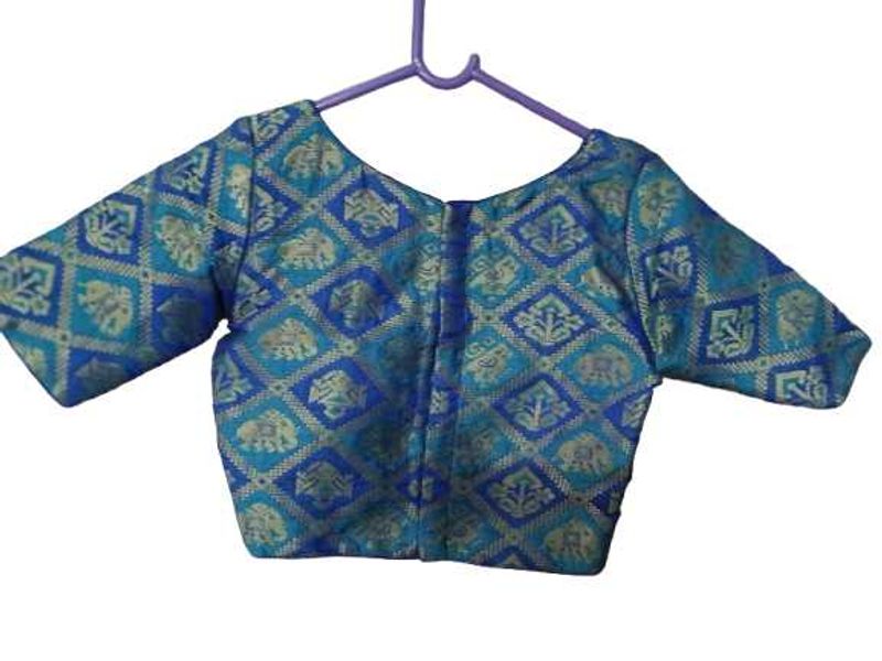 Blue Brocade Blouse