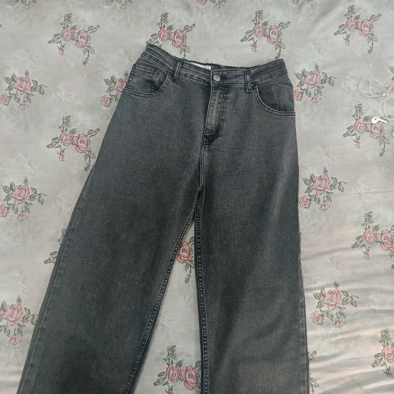 Grey Wide Leg Jeans