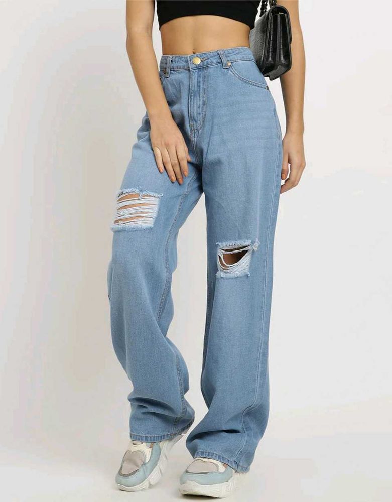 Ripped Wide Leg Jeans
