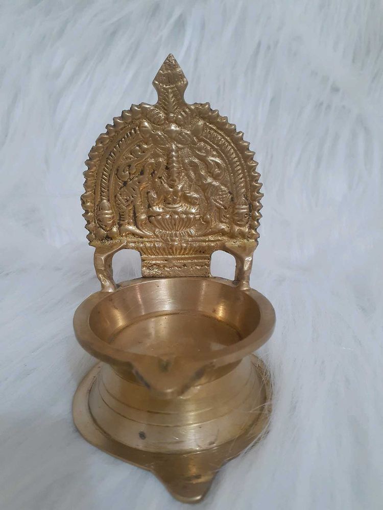 Vintage Brass Diya with Deity