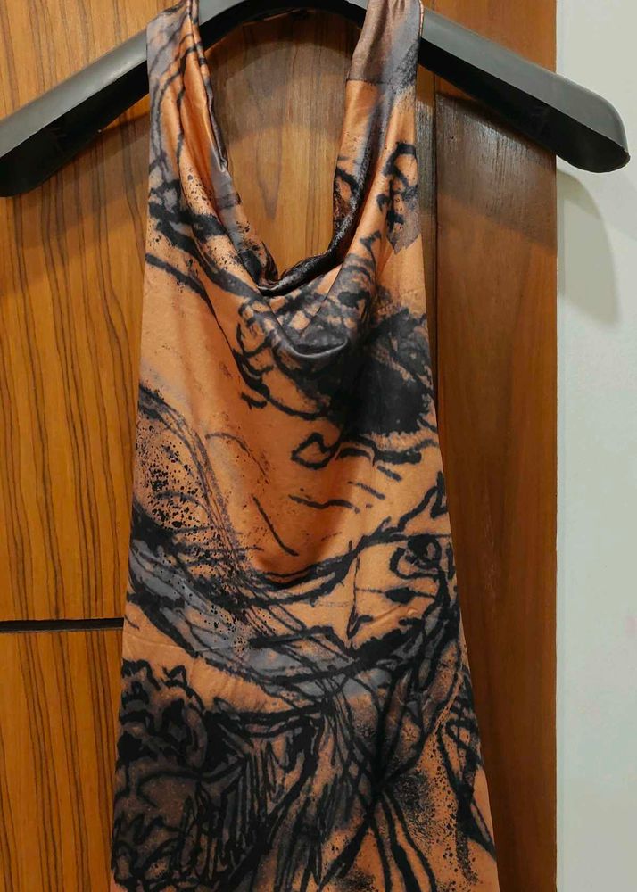 Flowy Abstract Print Halter Top (Size S)