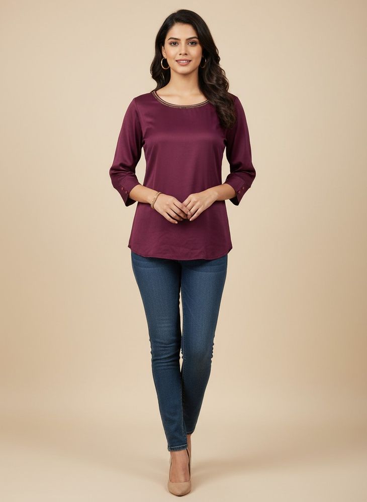 Elegant Purple Embellished Top