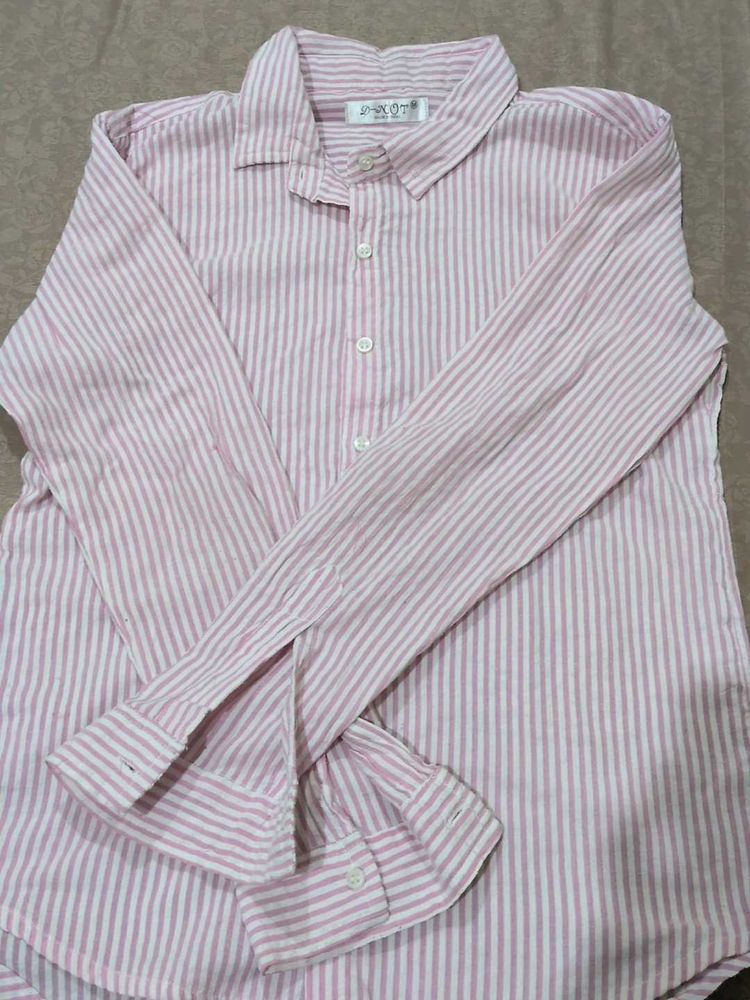 Pink Striped Button-Up Shirt