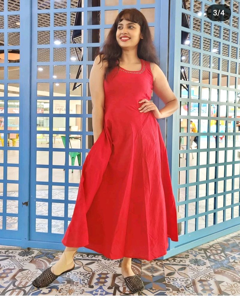 Cotton Red Dress