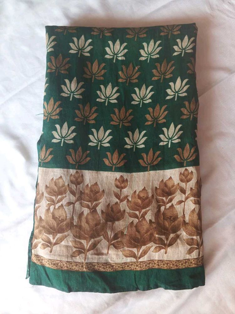 Green Lotus Print Saree Women’s Floral Prin