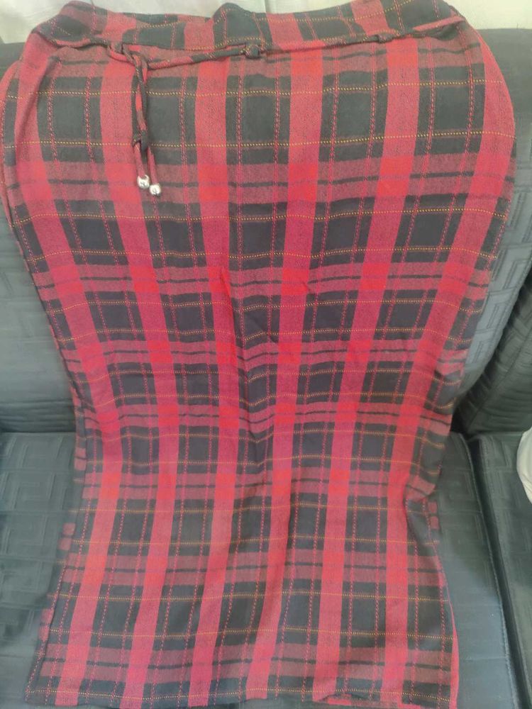 Red Plaid Casual pencil skirt
