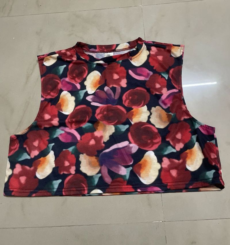 Floral Print Cropped Tank Top