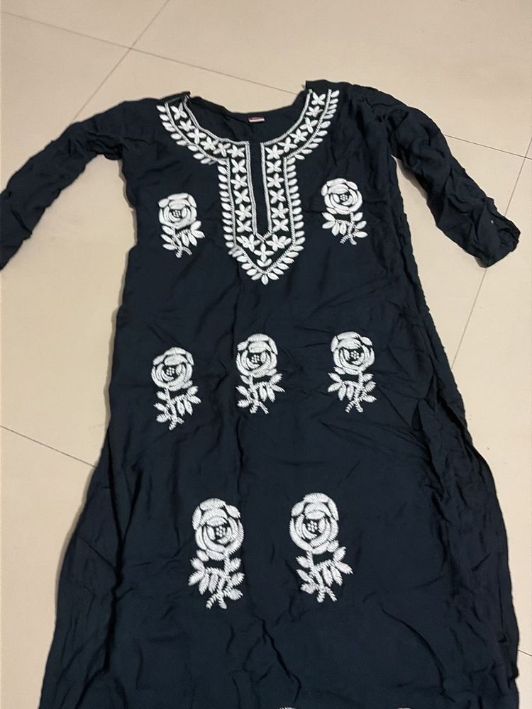 Elegant Embroidered Black Kurta