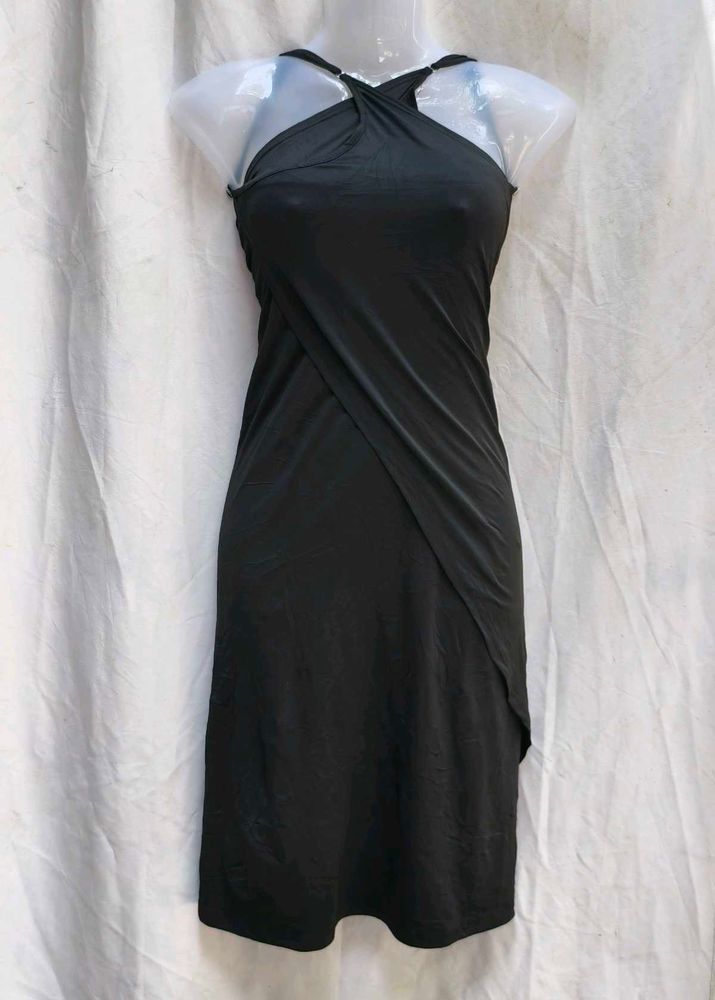 I. Chic Black Halter Neck Midi Dress