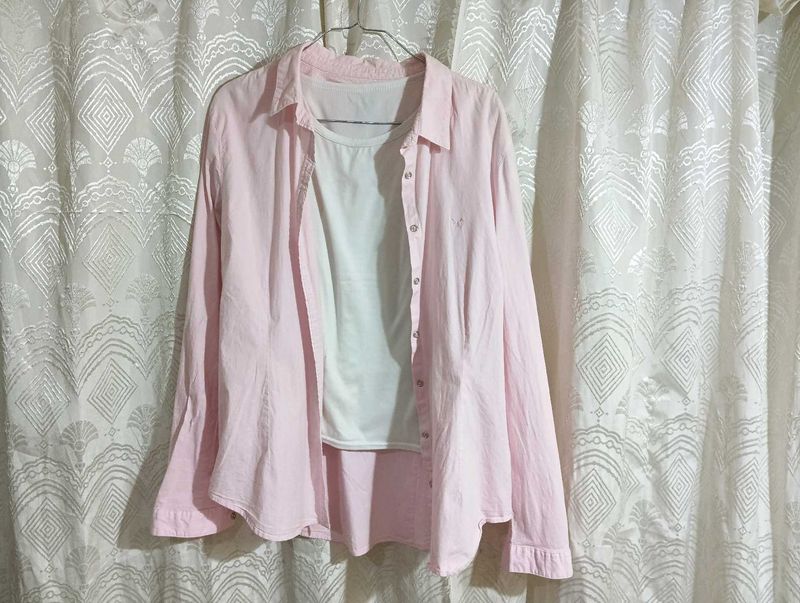 Pink Long Sleeve Button-Up Shirt