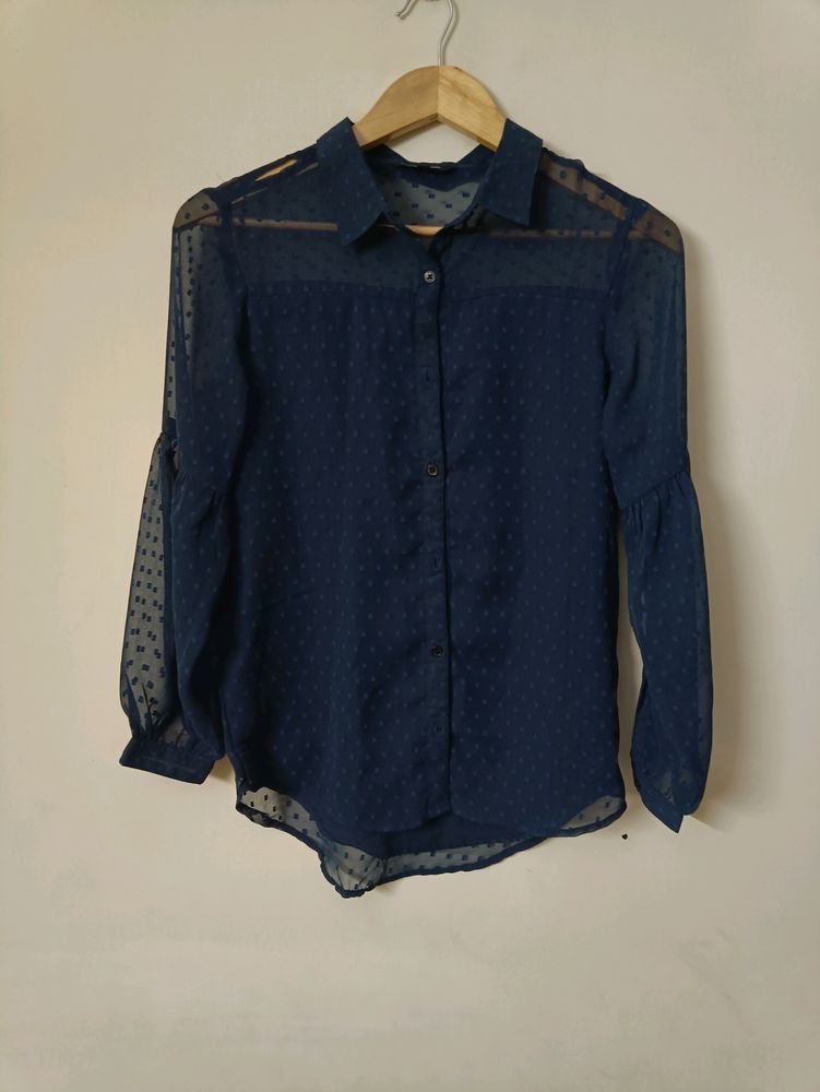 Top With Inner And Puff Sleeves