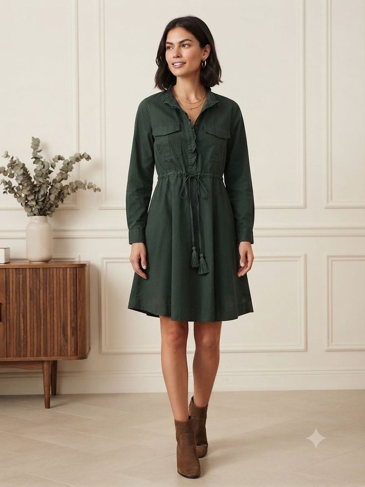 Women's Long Sleeve Drawstring Dress