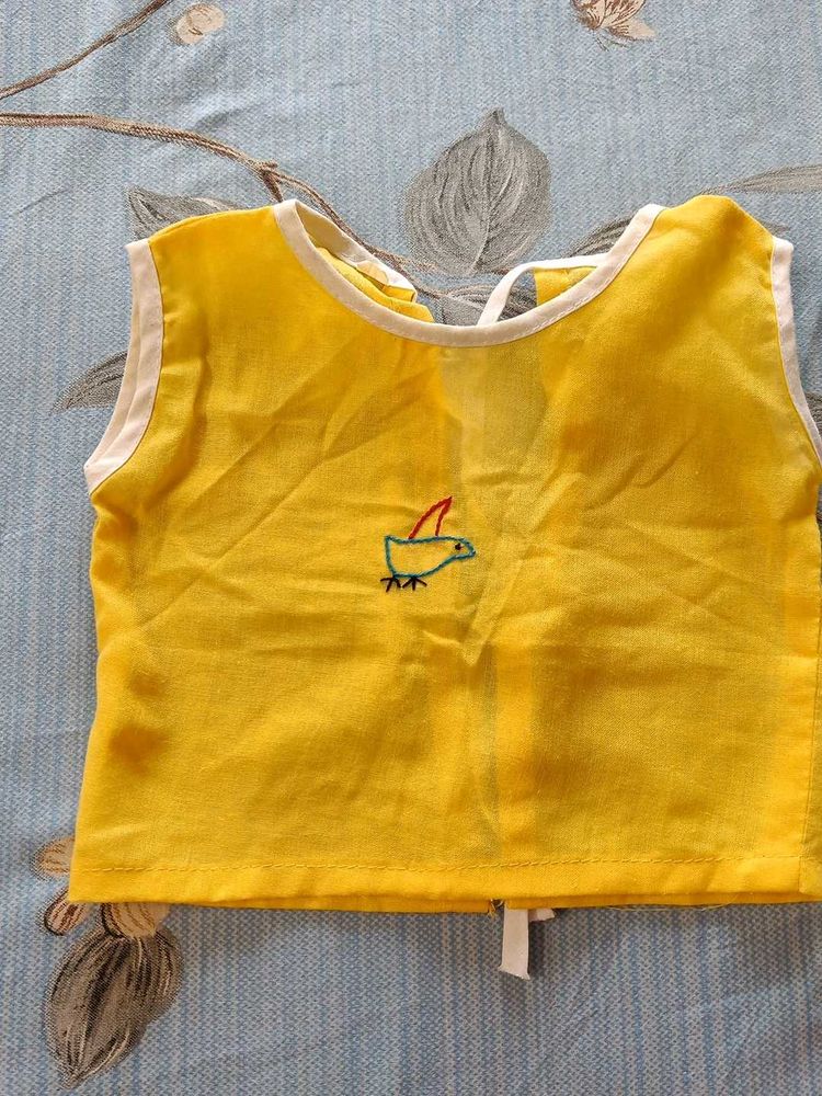 Yellow Cotton Top for 3-4 months Baby