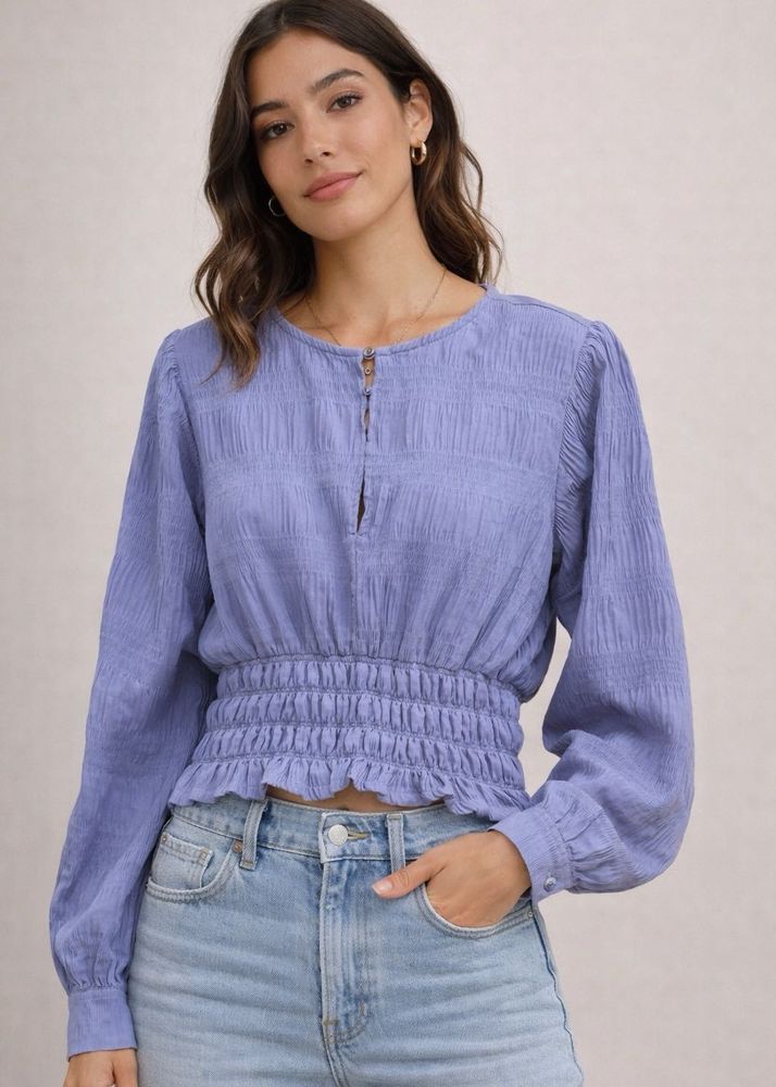 Textured Cropped Blouse