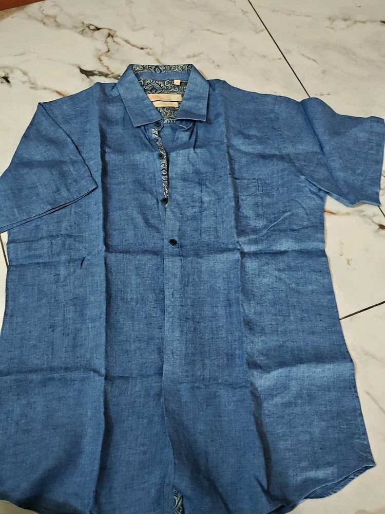 Blue Short Sleeve Men's Shirt