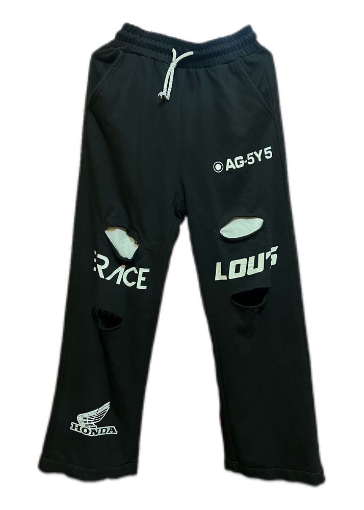 Stylish Black Distressed Damage Sweatpants