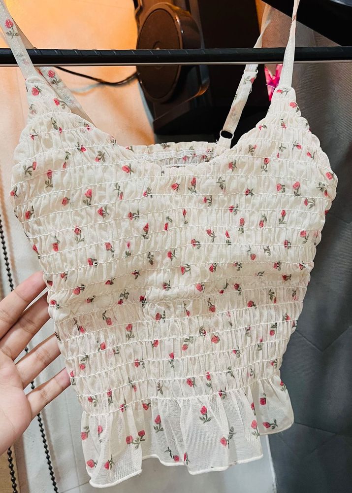 Floral Smocked Crop Top