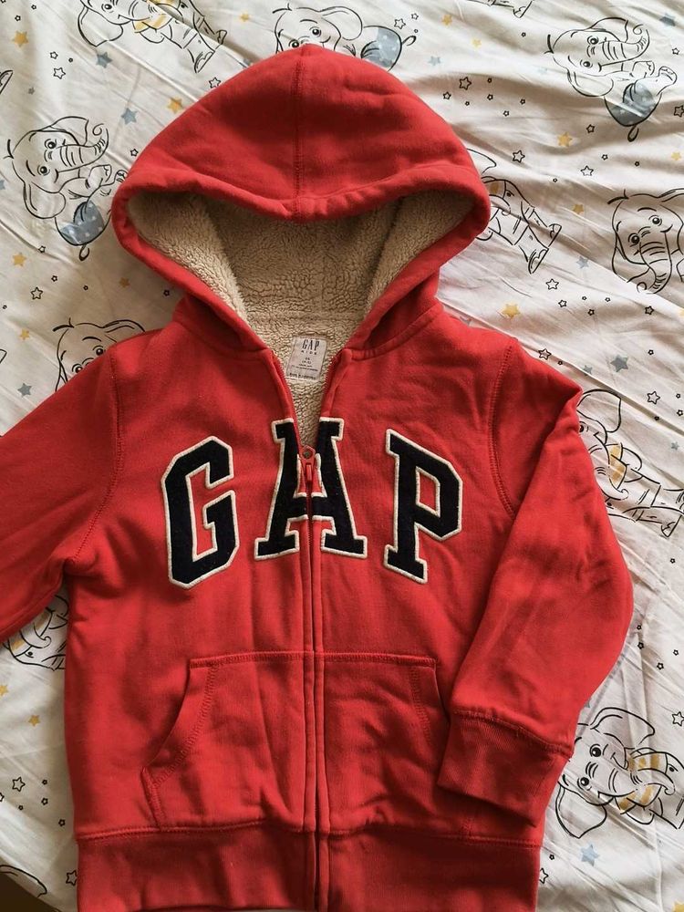 GAP Red Sherpa Lined Hoodie