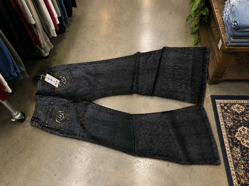 y2k denim bell-bottom jeans