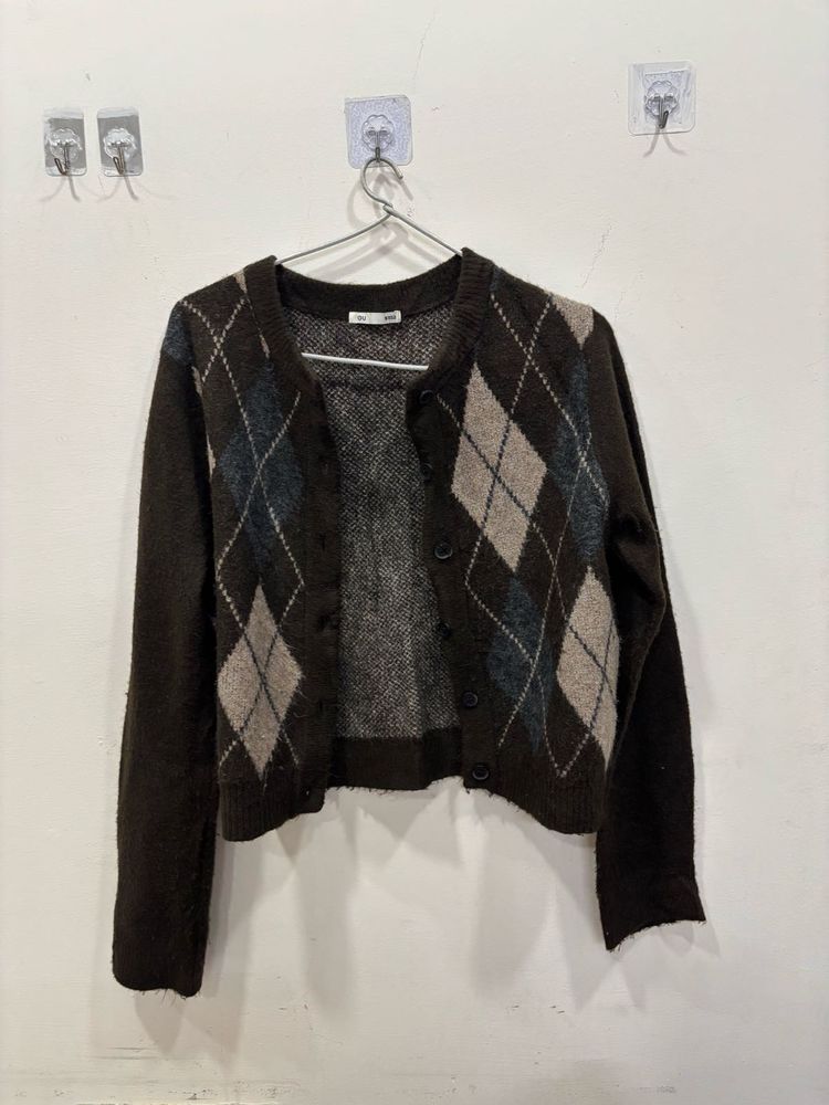 Argyle Cardigan Sweater