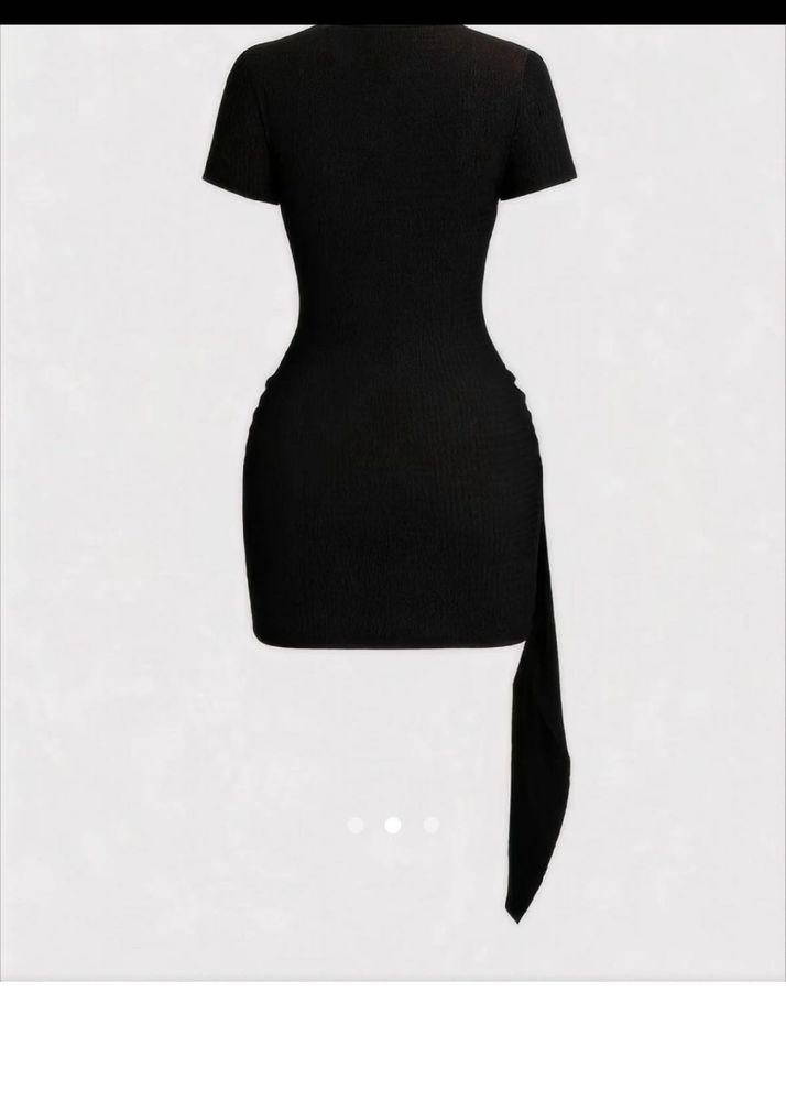 Chic Black Ribbed Mini Dress with Sash