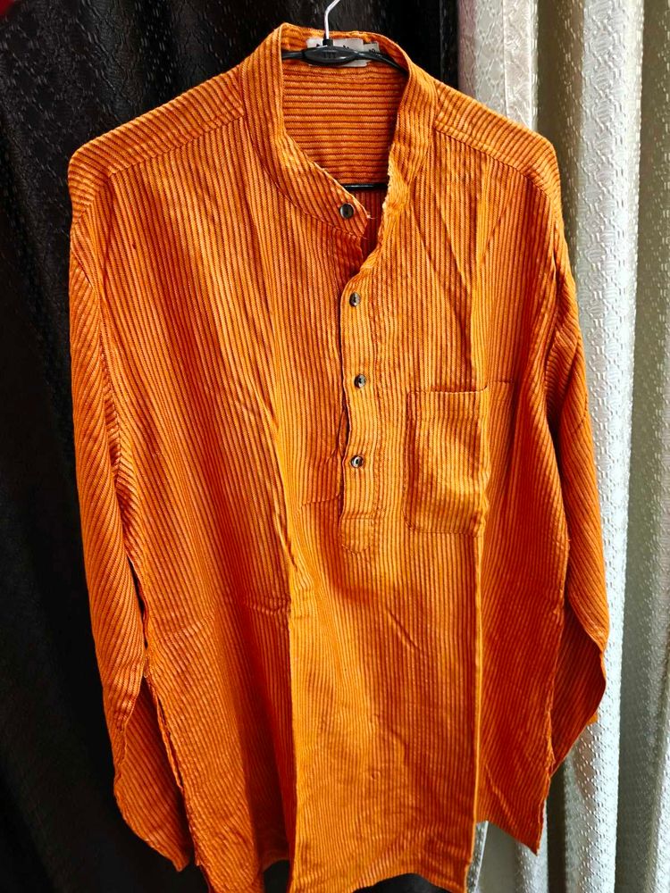 Orange Striped Kurta