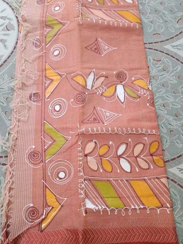 Orange Cotton saree